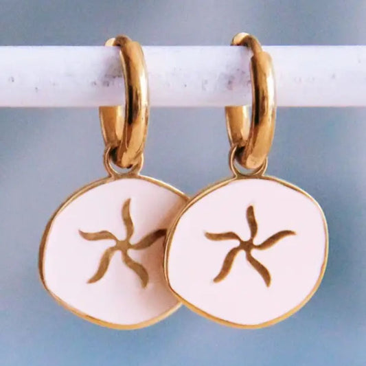 Damen Creolen mit Seestern-Anhängern nude/gold