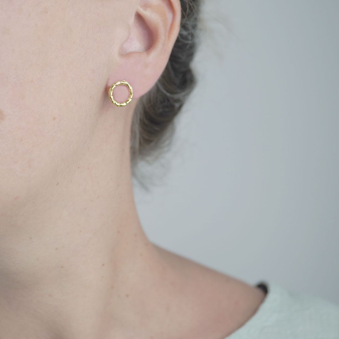 Damen Ohrringe Stecker 'Struktur' goldfarben 12mm