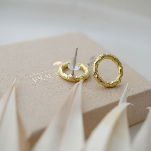Damen Ohrringe Stecker 'Struktur' goldfarben 12mm