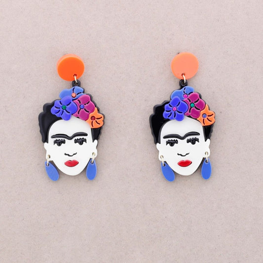 Damen Ohrringe 'Frida' orange/blau