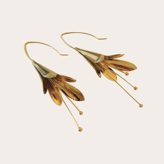 Damen Ohrringe Hänger 'Akula Floral' gold