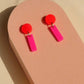Damen Ohrringe Mini Sticks Statement Ohrringe feuerrot pink