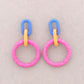 Damen Ohrringe aus Raffia-Harz pink/blau