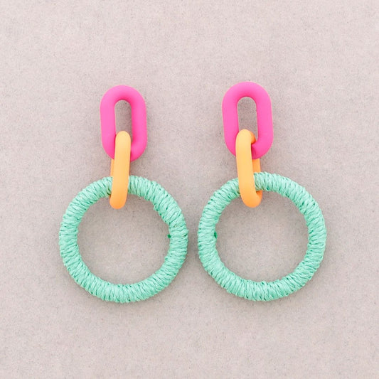 Damen Ohrringe aus Raffia-Harz mint