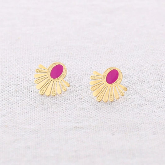 Damen Ohrringe 'Semicircular' gold/pink