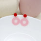 Damen Ohrstecker 'Colorblock Circle' rot & rosa