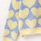 Damen Pullover 'Heartful' pastell blau/gelb