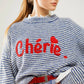 Damen Pullover 'Chérie' gestreift blau/weiß