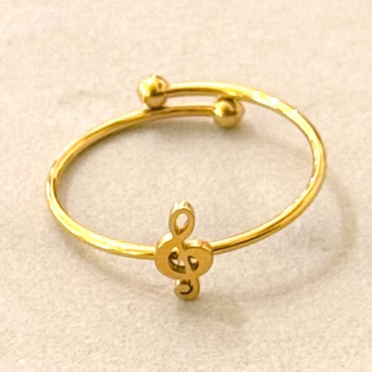 Damen Fingerring 'Clave de Sol' gold Musiknote
