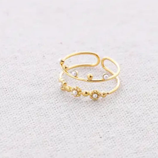 Damen Ring 'Double Jewels' gold/weiß