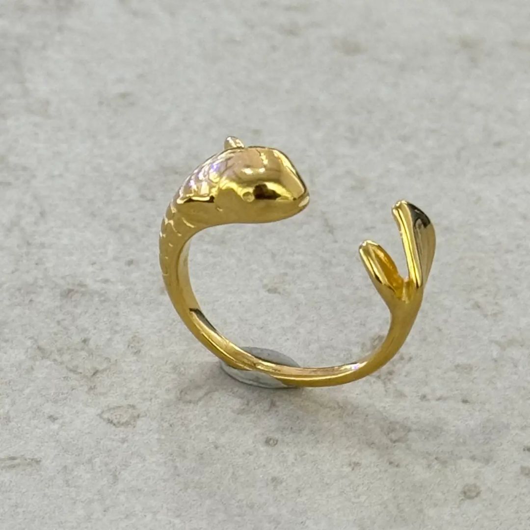Verstellbarer Damen Ring 'Koi-Fisch' gold