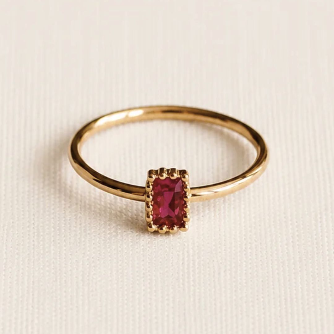 Damen Ring 'Kristallstein Fuchsia' gold