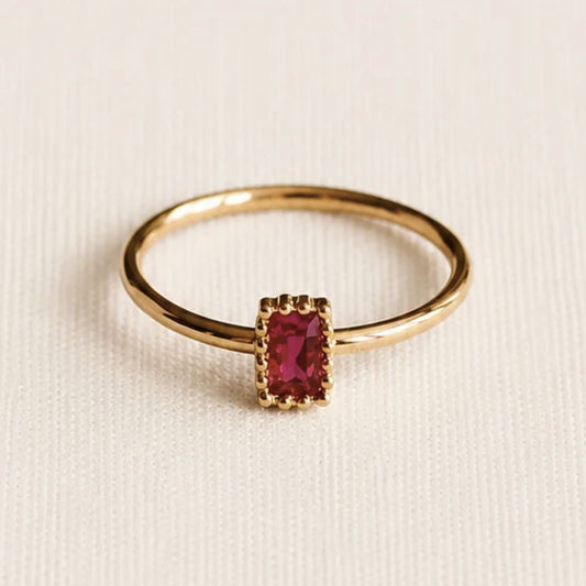 Damen Ring 'Kristallstein Fuchsia' gold