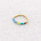 Damen Ring elastisch mit Tube Steinen gold/aqua