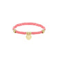 Damen Glasperlenring rosa mit Herzanhänger