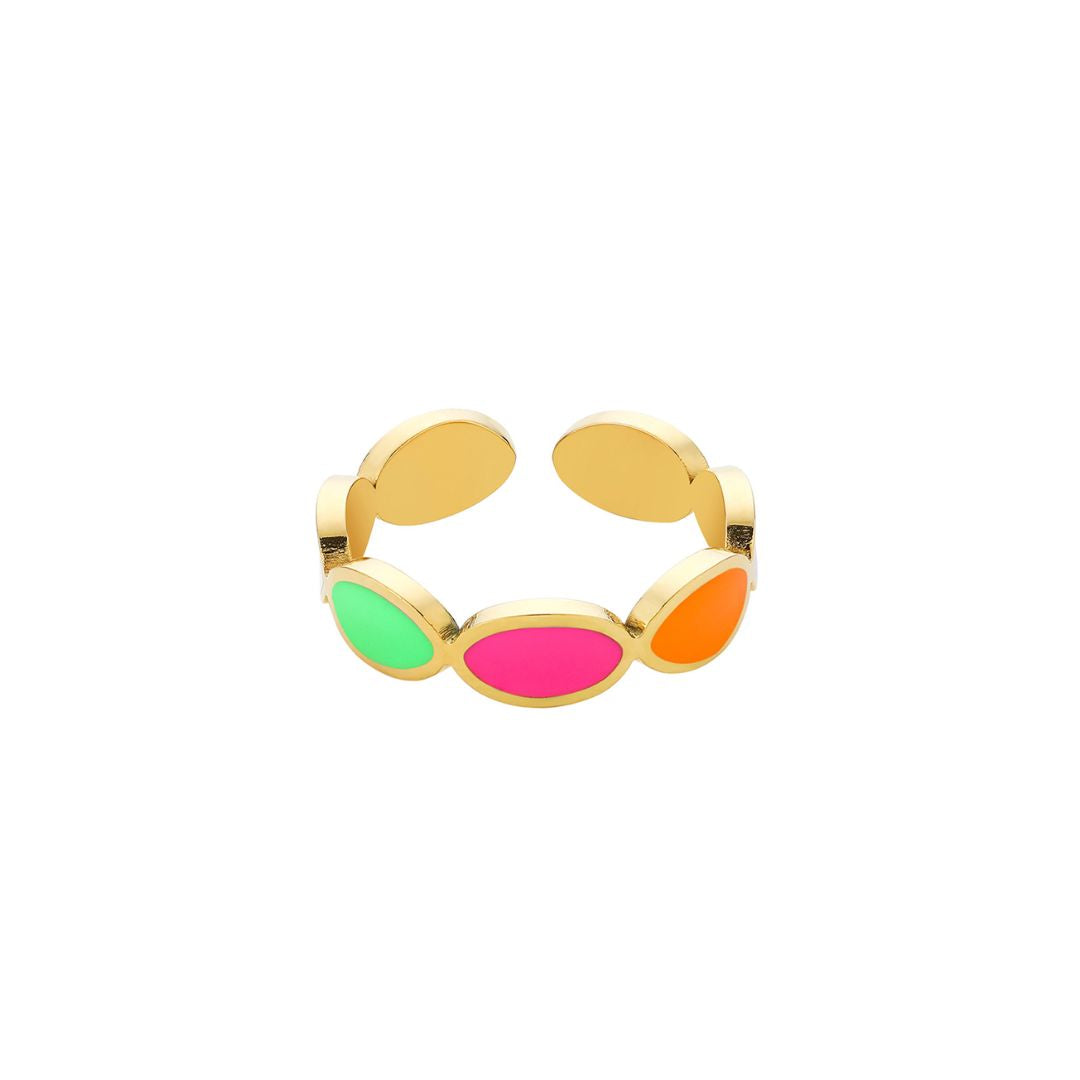 Offener Edelstahlring gold/multicolor