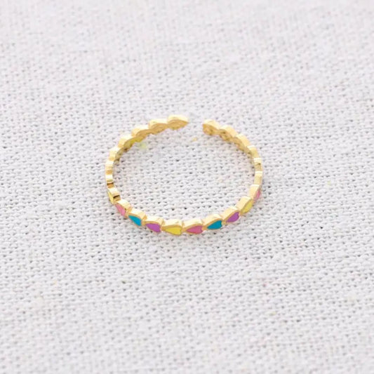 Damen Ring offen 'Shapes' gold/mehrfarbig