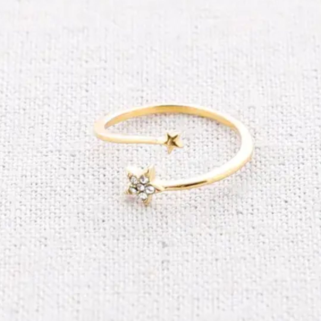 Damen Ring 'Crystal Star' gold