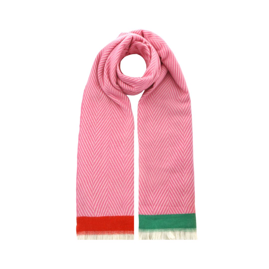 Farbenfroher Damen Schal mit Streifen pink