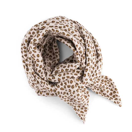 Damen Schaltuch aus Musselin 'Bianca Leopard Greige' 110x110