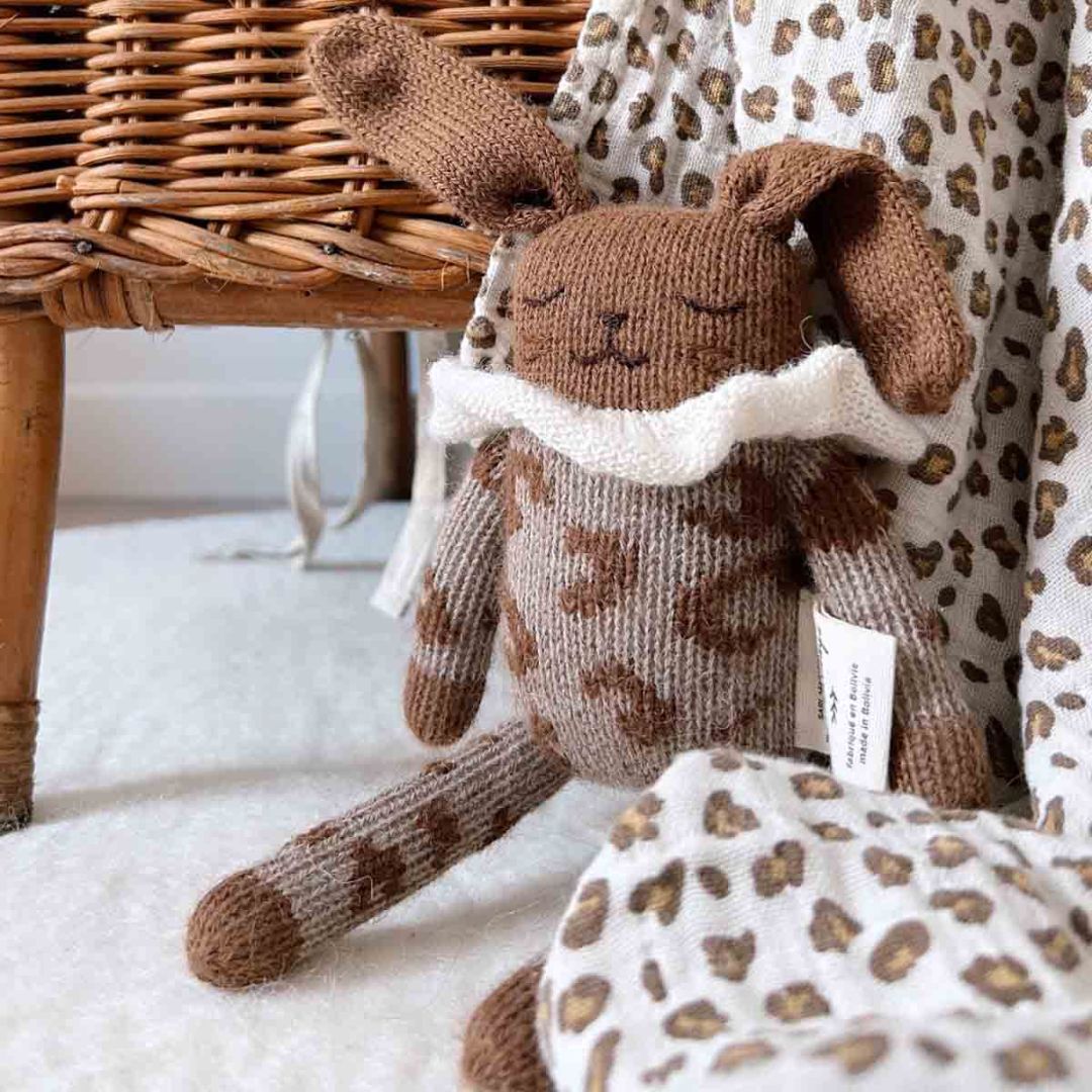 Damen Schaltuch aus Musselin 'Bianca Leopard Greige' 110x110