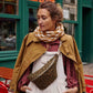Damen Schaltuch aus Musselin 'Bianca Vichy Karamell' 110x110