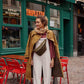 Damen Schaltuch aus Musselin 'Bianca Vichy Karamell' 110x110