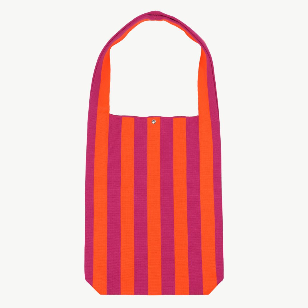 Damen Schultertasche mit vertikalen Streifen orange/rot