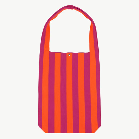 Damen Schultertasche mit vertikalen Streifen orange/rot