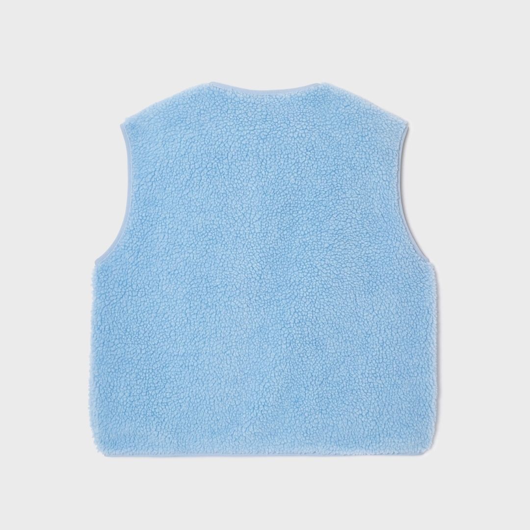 Damen Weste aus Sherpa-Fleece mit Reißverschluss, ärmellos – hellblau