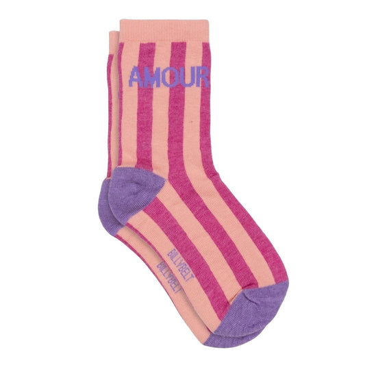 Gestreifte Damen Socken 'Amour' rosa/pink/lila