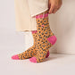 Damen Socken 'Glitzer Leo' orange/pink