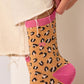 Damen Socken 'Glitzer Leo' orange/pink