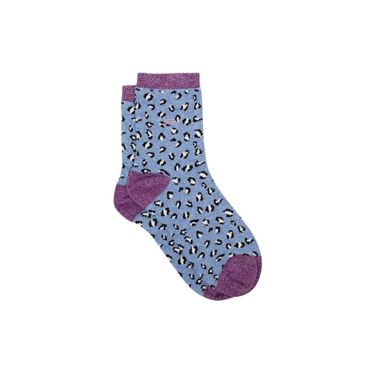 Glitzersocken Leoparden-Look blau