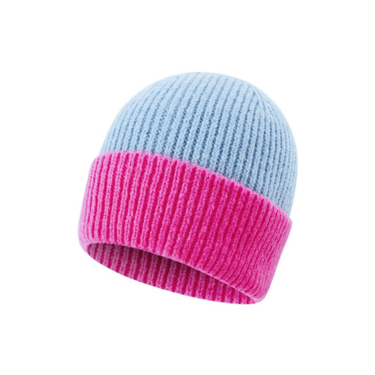 Damen Strickmütze 'Colorblock' blau/pink