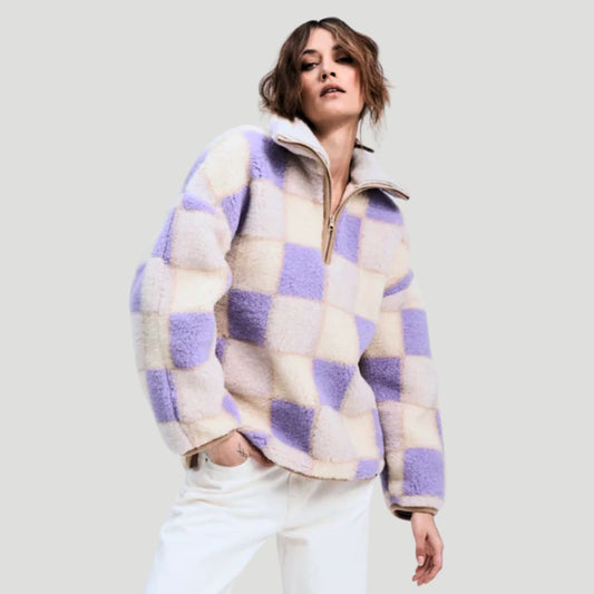 Damen Sweater 'BEL' lila kariert