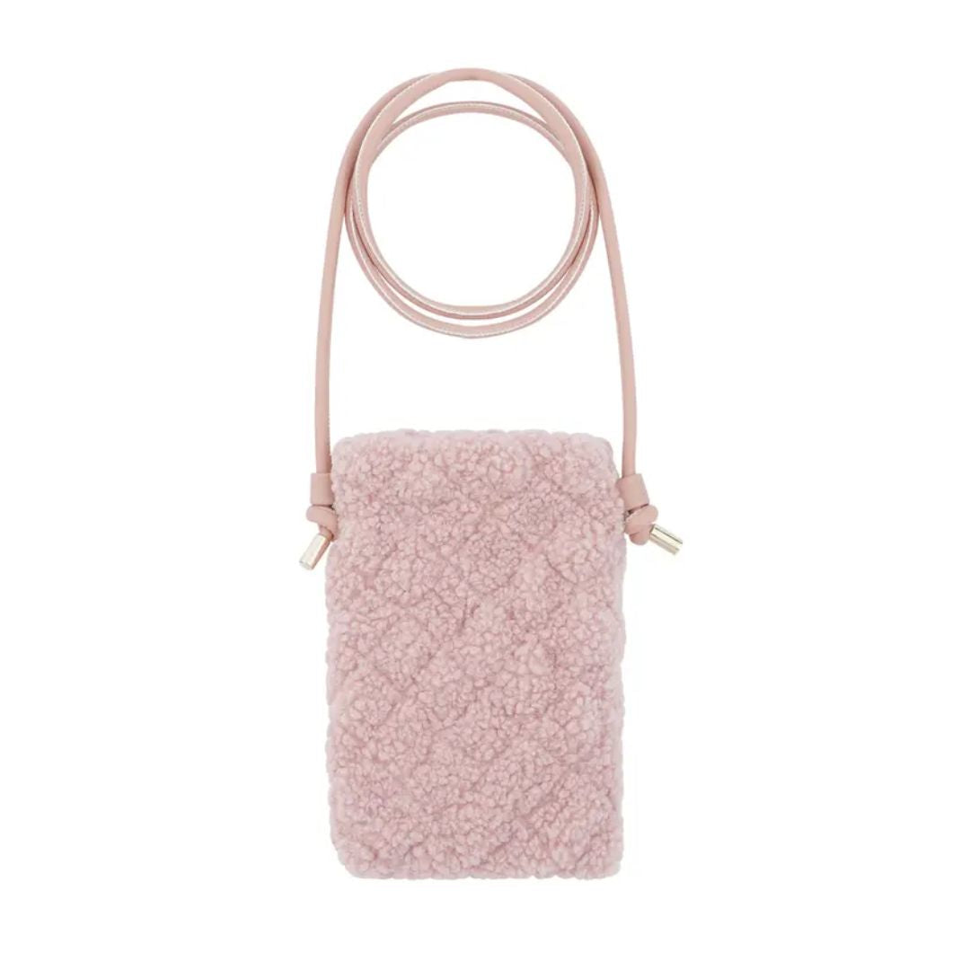 Telefontasche mit Teddyfell pink