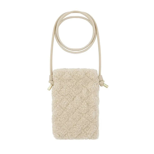 Telefontasche mit Teddyfell beige