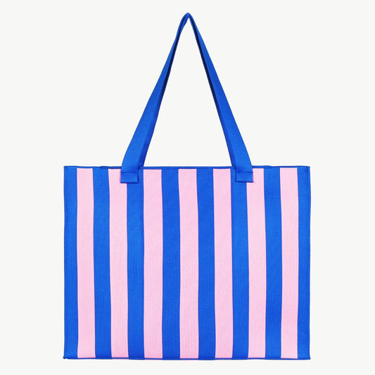 Damen Tragetasche gestreift rosa/blau