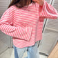 Damen T-Shirt LS 'Iconic' gestreift rosa/ecru/rosa