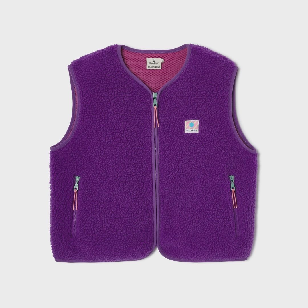 Damen Weste aus Sherpa-Fleece mit Reißverschluss, ärmellos – lila