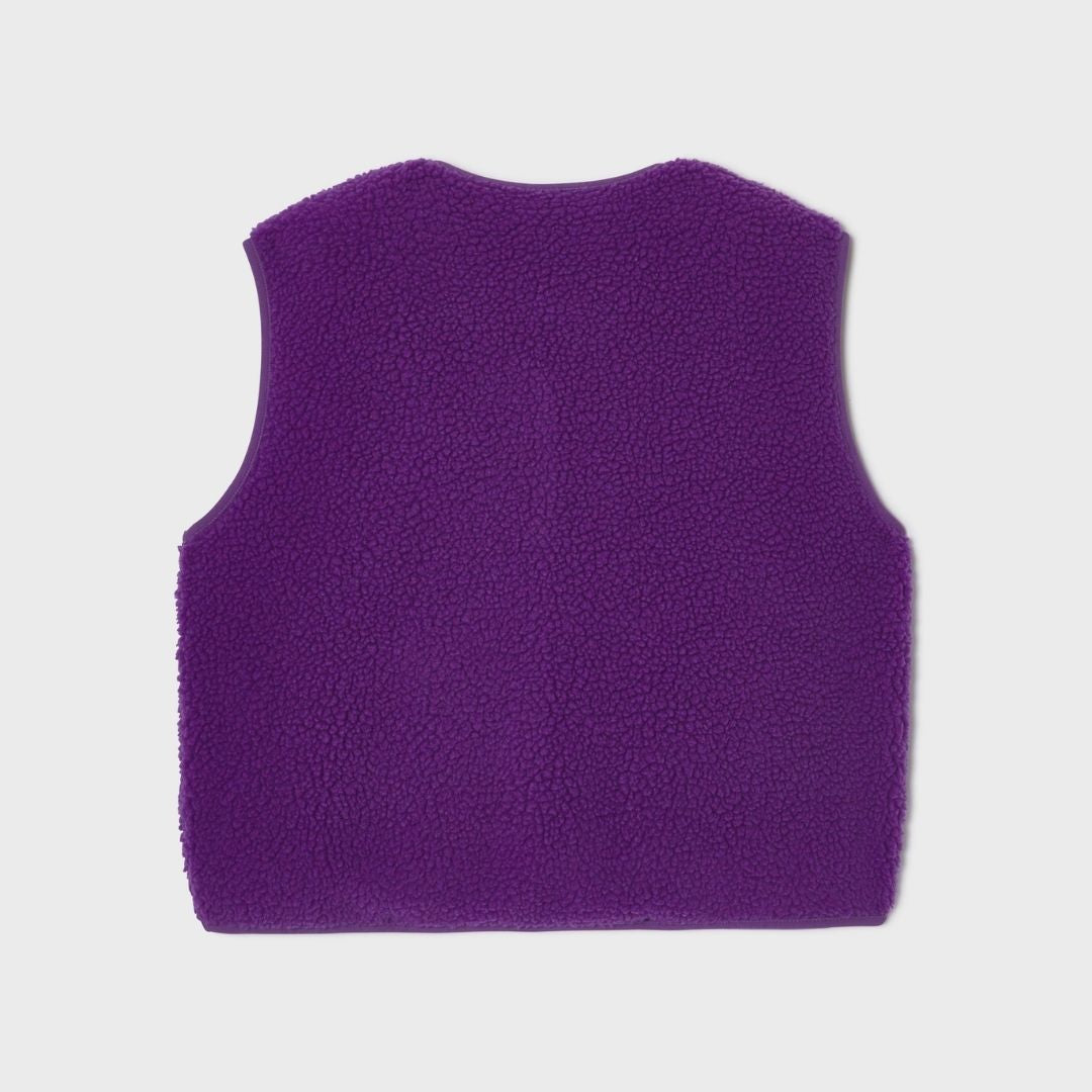 Damen Weste aus Sherpa-Fleece mit Reißverschluss, ärmellos – lila
