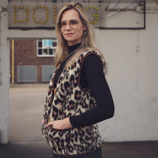 Damen Weste aus Merinowolle 'Leopard'