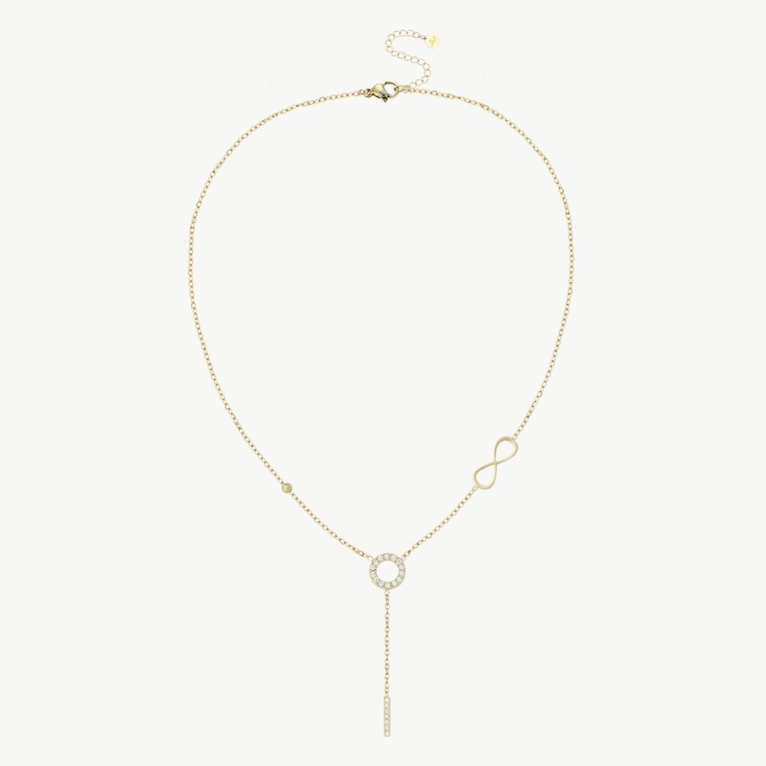 Damen Zirkon Halskette gold mit 8 Y-förmigem Design