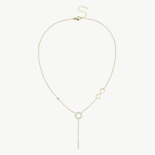 Damen Zirkon Halskette gold mit 8 Y-förmigem Design