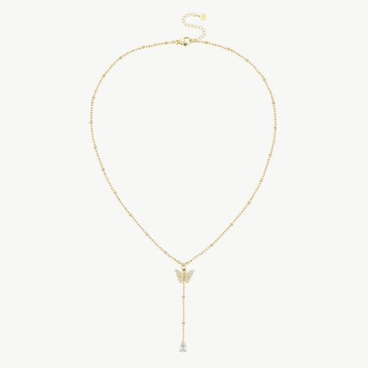 Damen Zirkon Halskette gold mit Schmetterling Anhänger