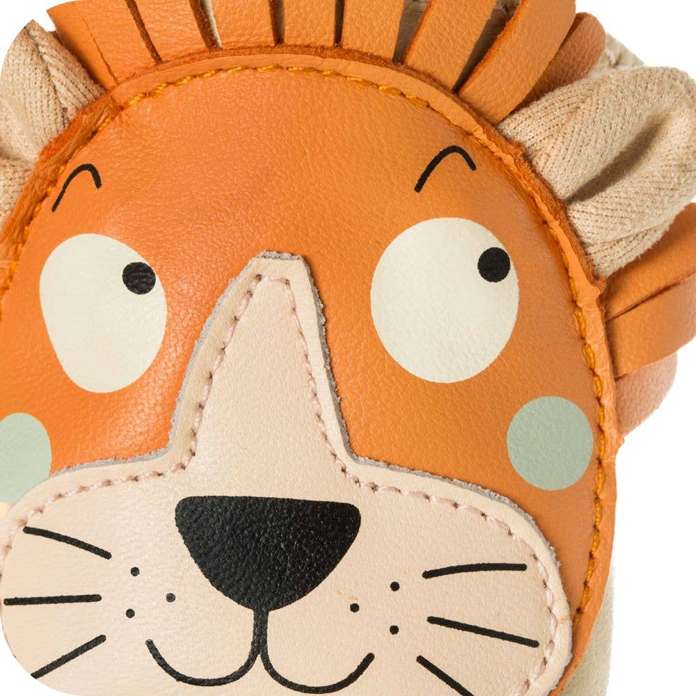 Kinder Hausschuhe aus Leder mit Löwenmotiv