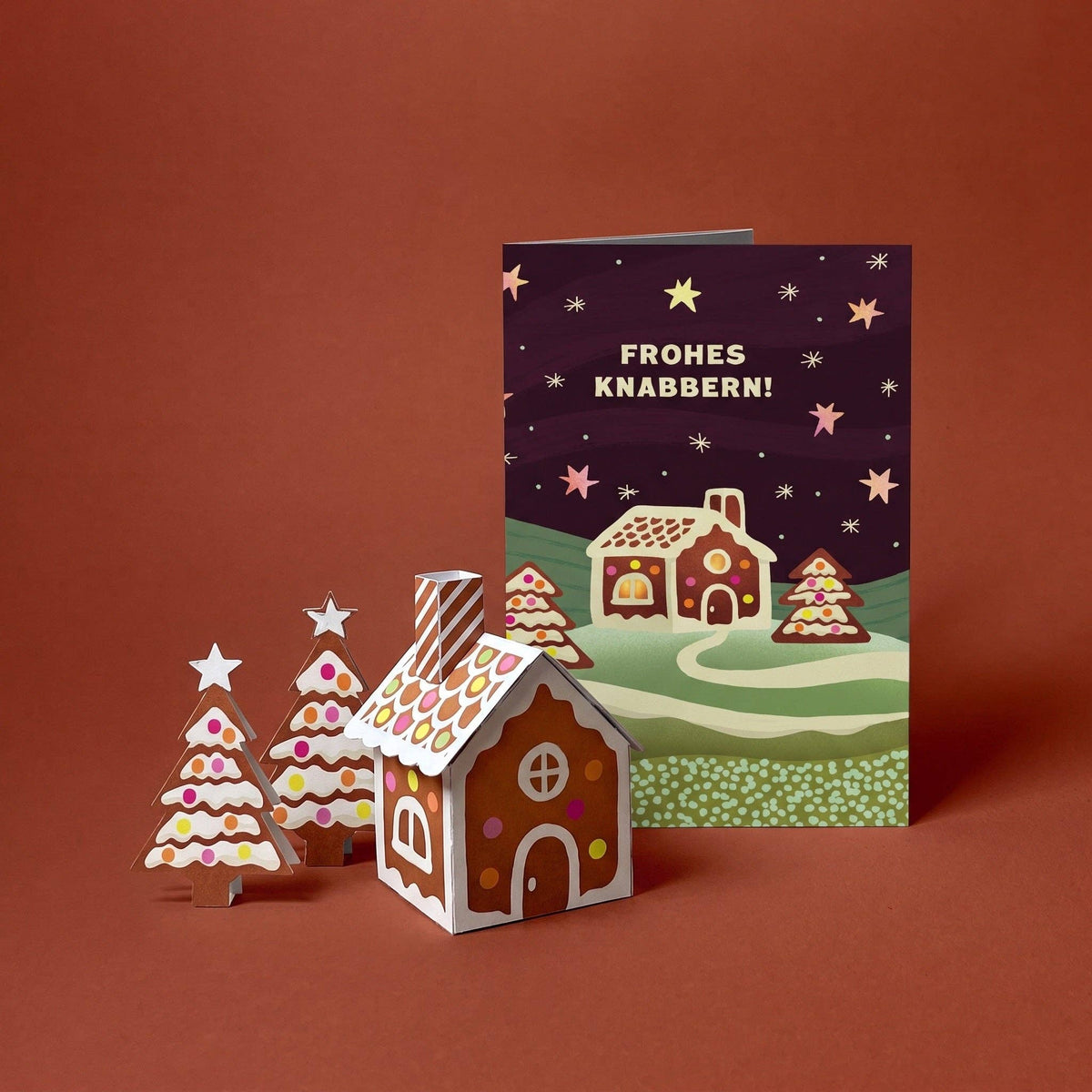 Minikarte Weihnachten 'Lebkuchenhaus' 2in1 Karte & Geschenk in einem