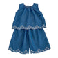 Denim Set Top und Hose mit Stickerei