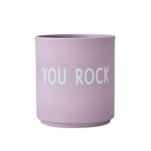 Porzellanbecher 'You Rock' lavendel